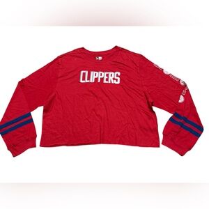 New Era LA Clippers women’s cropped long sleeve top shirt red size‎ 2XL NBA
